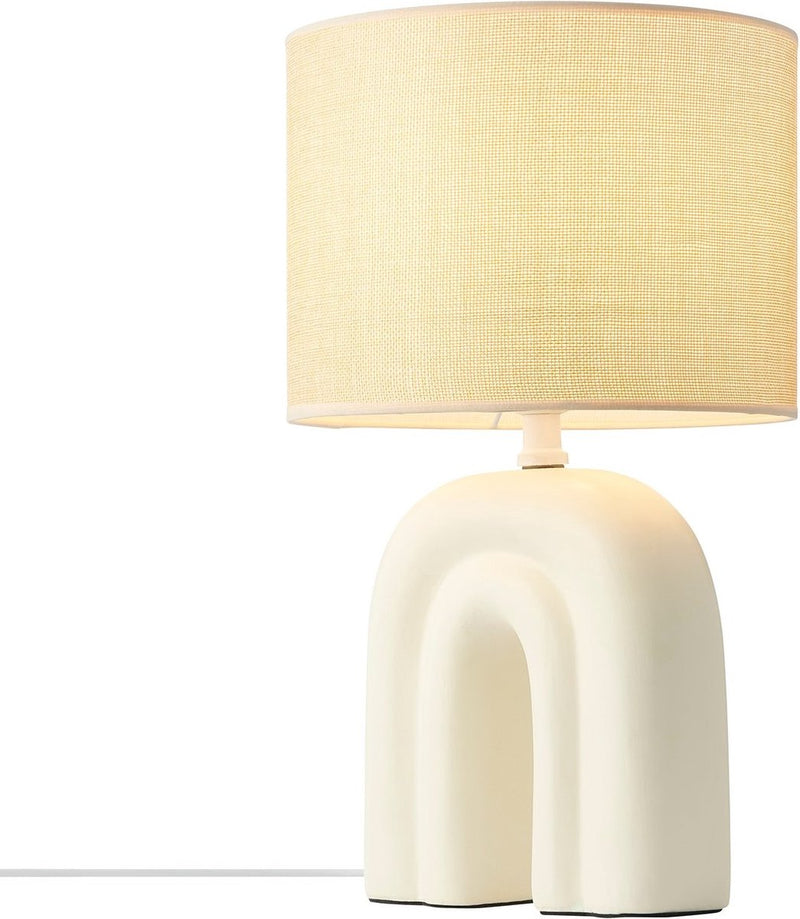 Nordlux Haze-Tischlampe-Keramik-Textil-e27-beige