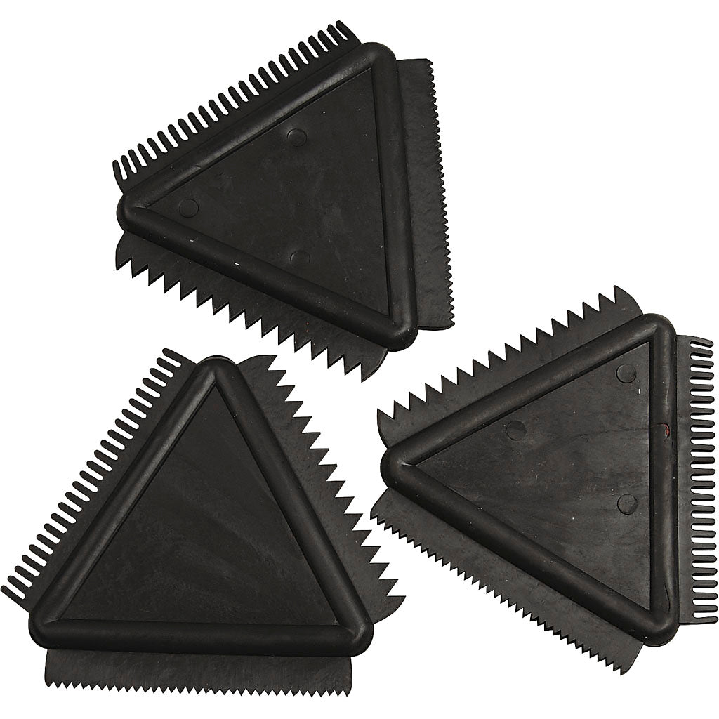 Creativ Company strukturierter Gummikamm, Größe 9 cm, schwarz, 3 Stück 1 Box