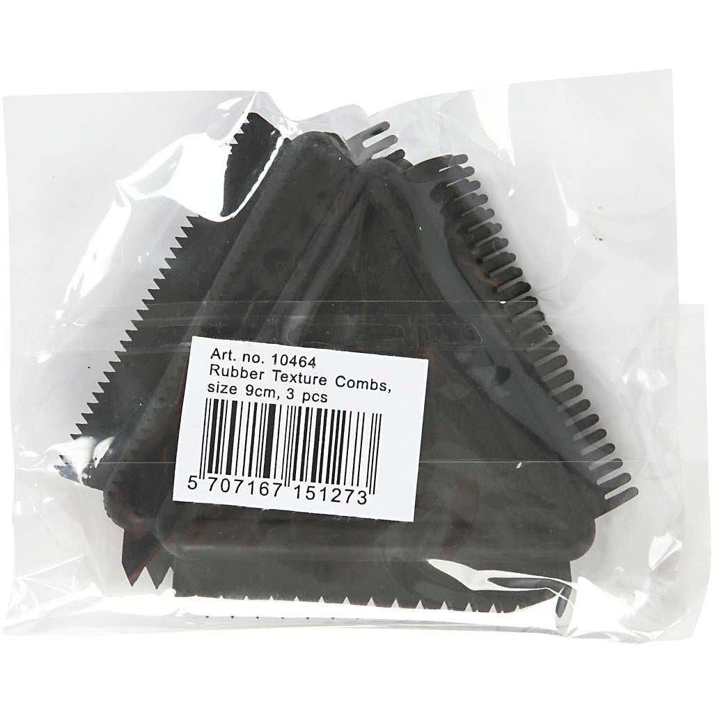 Creativ Company strukturierter Gummikamm, Größe 9 cm, schwarz, 3 Stück 1 Box