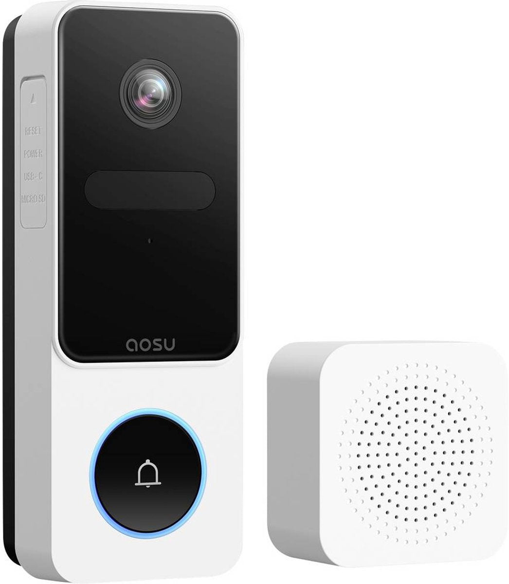 Aosu Video-Türklingel SE – 2K-Video-Türklingel – KI-Bewegungserkennung – 170° Weitwinkel – Google Alexa