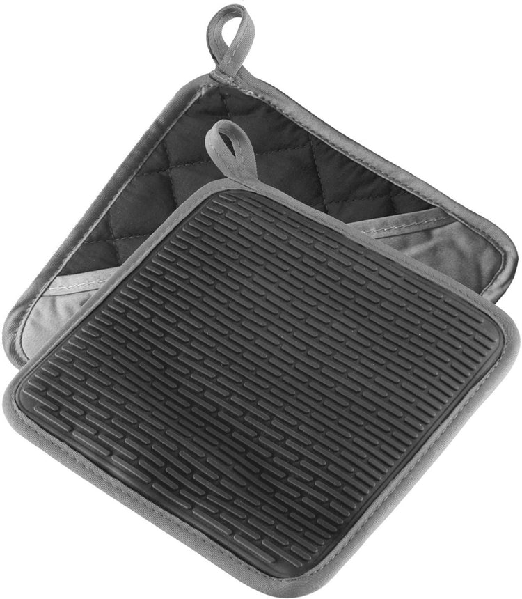 Westmark Topflappen – handliche Topflappen für sicheres Arbeiten am Herd und Backofen, Küchenhandschuhe mit Hitzebeständigkeit bis 250 °C – Grau Anthrazit