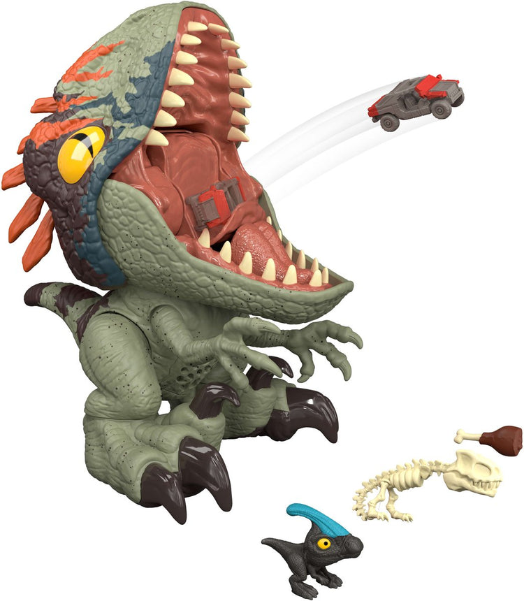 Mattel Jurassic World Fierce Feeder Velociraptor – Dinosaurier mit interaktiver Schluck- und Ausspuckenfunktion