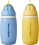 Tommee Tippee isolierter Aktiv-Strohhalmbecher – 2 Stück – 266 ml – auslaufsichere Wasserflasche für Kleinkinder ab 12 Monaten – Blau und Gelb