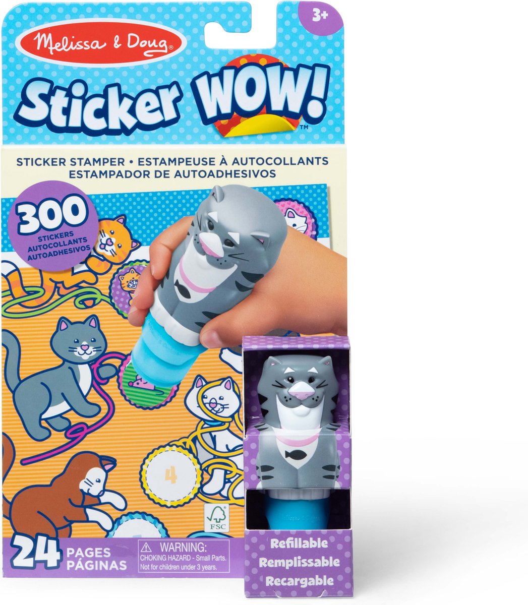 Melissa Doug Sticker Wow!™ 24-seitiger Aktivitätsblock und Aufkleberstempel, 300 Aufkleber – Katze