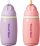 Tommee Tippee isolierter Aktiv-Strohhalmbecher – 2 Stück – 266 ml – auslaufsichere Wasserflasche für Kleinkinder ab 12 Monaten – Rosa und Lila