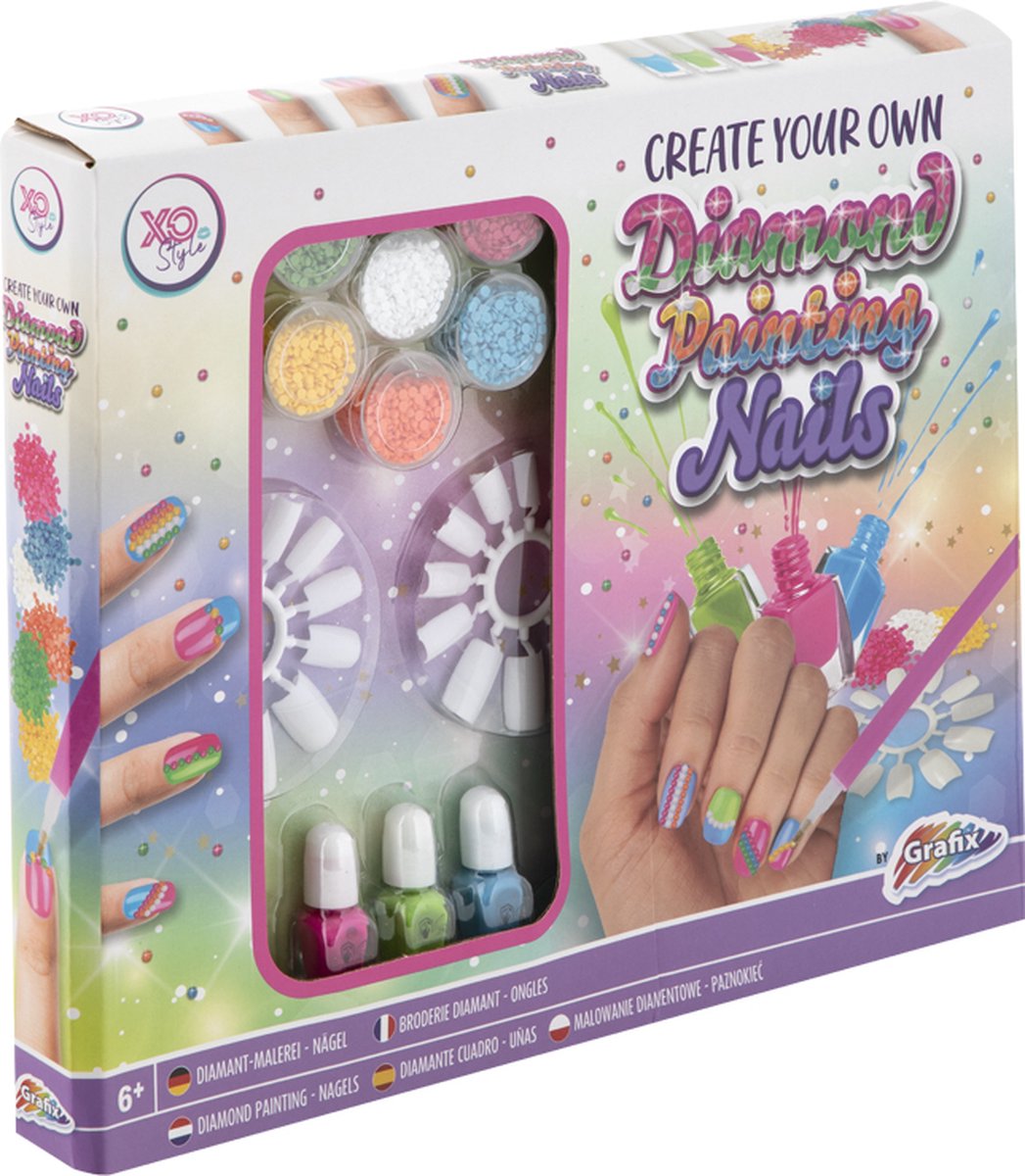 Grafix Diamantmalerei Nagelstudio Mädchen | Nagelstudio-Spielzeug | Nagelstudio Mädchen ab 6 Jahren | Nagellack-Set - Nagellack Kinder - Diamond Painting Nägel Mädchen