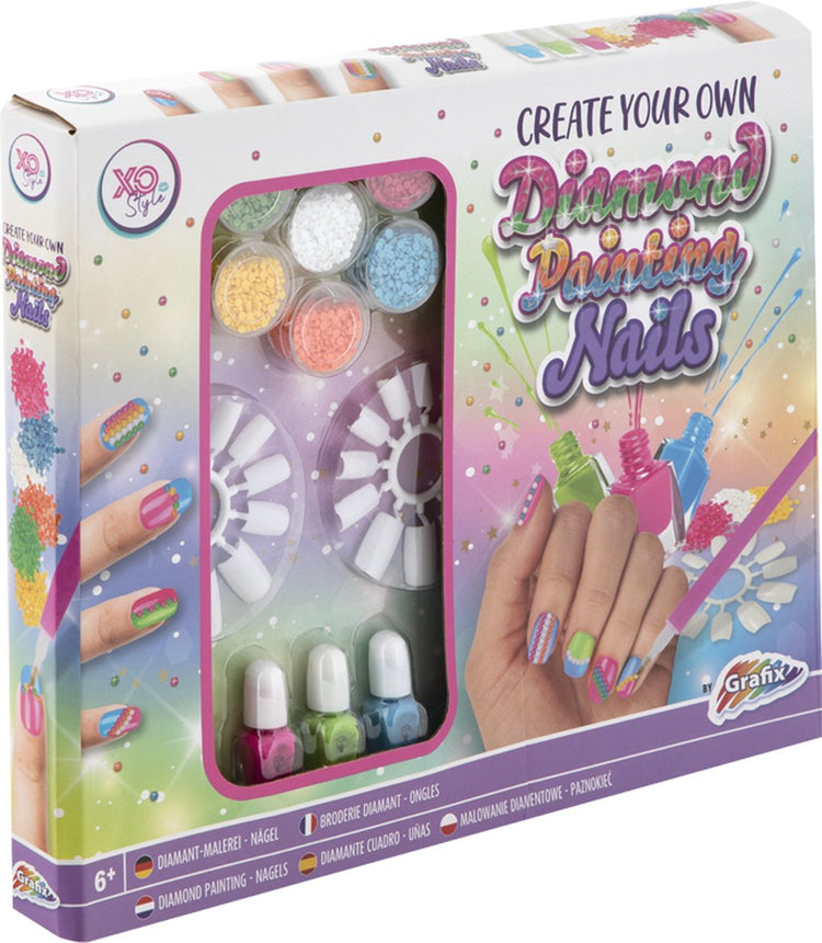 Grafix Diamantmalerei Nagelstudio Mädchen | Nagelstudio-Spielzeug | Nagelstudio Mädchen ab 6 Jahren | Nagellack-Set - Nagellack Kinder - Diamond Painting Nägel Mädchen
