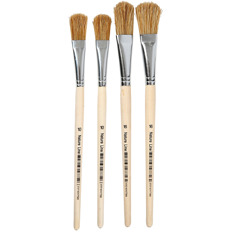 Creativ Company Lack-Lackpinsel, Größe 10+16, L: 13-18 mm, B: 13-17 cm, flach, 4 Stück 1 Box