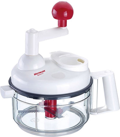 Westmark manuelle 9-in-1-Küchenmaschine, inkl. 11 Zubehörteile, Edelstahl-Kunststoff, mehrfarbig, weiß transparent rot, 97142260