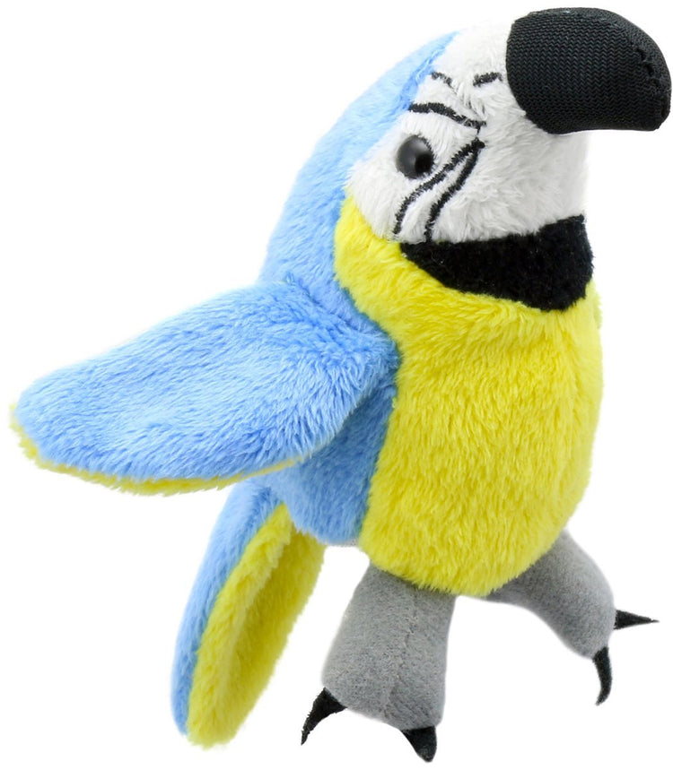 The Puppet Company Fingerpuppe Papagei blau-gold 12 cm Spielzeug.