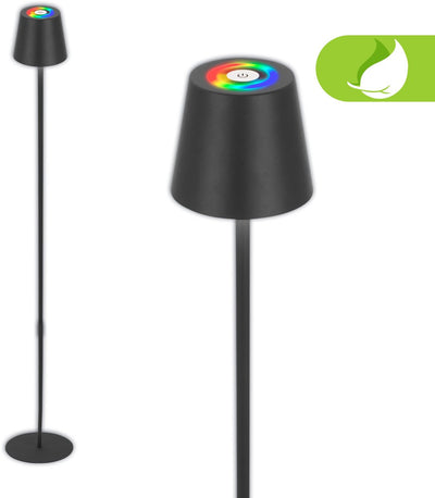 Briloner – wiederaufladbare RGB-Stehleuchte – Innen- und Außen-Stehleuchte – dimmbar – mit Batterie – ø20,8 x 133 cm – Schwarz