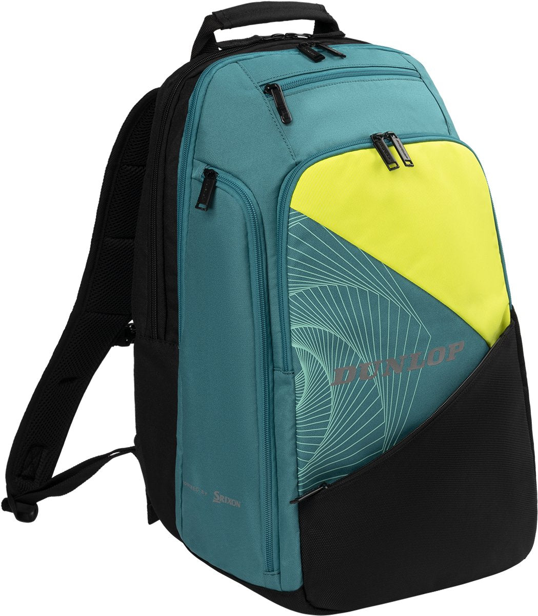 Dunlop – SX Performance Rucksack – Tennistasche – Blaugrün, Schwarz, Gelb