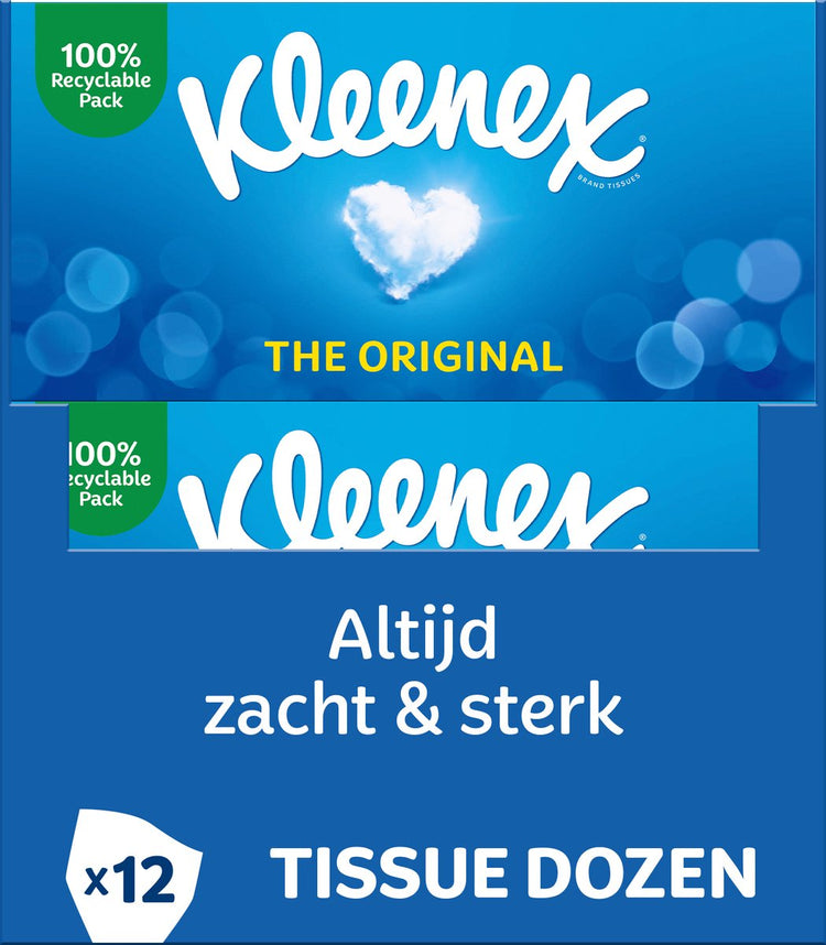 Kleenex-Taschentücher – das Original – Vorteilspackung – 12 x 72 Stück = 864 Taschentücher