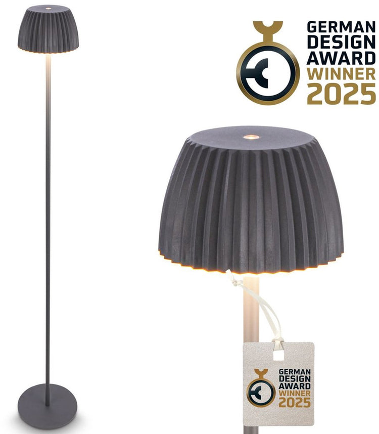 B.k.licht Briloner Champ – wiederaufladbare Stehleuchte – kabellose Stehleuchte – dimmbar – höhenverstellbar – für drinnen und draußen – Anthrazit – ø19 x 124 cm