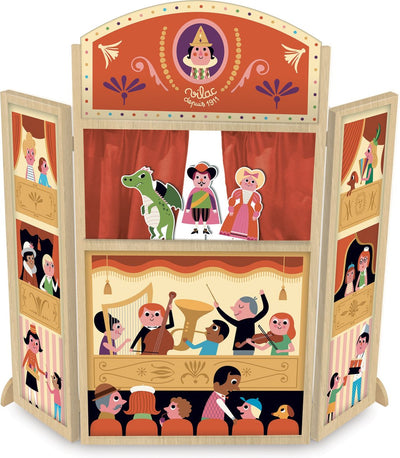 Vilac Puppentheater Ingela S. Arrhenius mit Silhouettenpuppen – buntes Holzspielzeug.