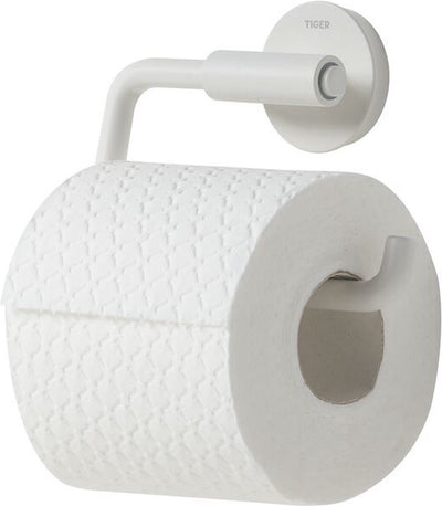 Tiger urban - Toilettenpapierhalter ohne Klappe - Toilettenpapierhalter - ohne Bohren - Bohren oder Kleben - Weiß