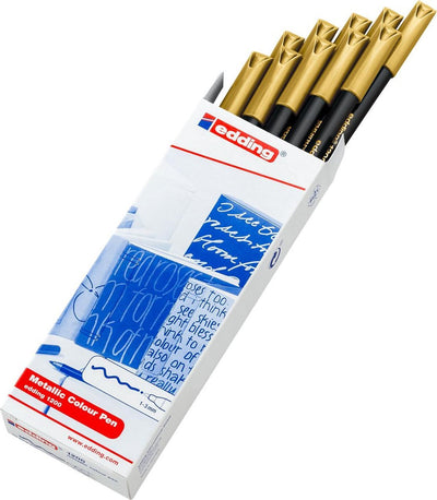 Edding 1200 Zeichenfilzstift (Farbstift) gold metallic - Rundspitze - 1-3 mm - Box à 10 Stück