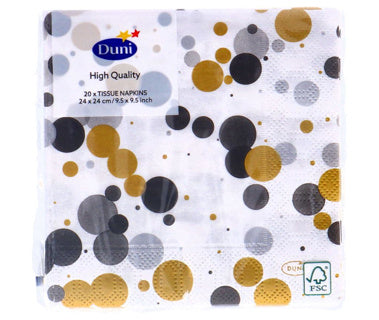 Servietten festliche Blasen schwarz 24x24 cm