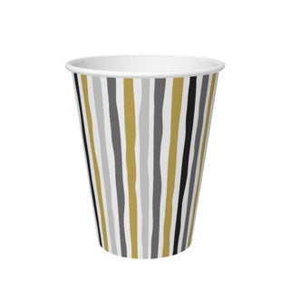 Tassen Streifen schwarz Gold 24 Cl 10 Stück