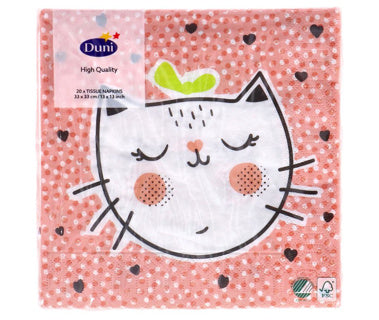 Servietten verspielte Katze 33x33 cm