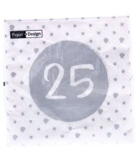 Servietten 25. Geburtstag 33x33 cm