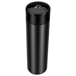 Thermosfless Edelstahl schwarz 450 ml mit Thermometer und Teefilter
