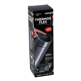 Thermosfless Edelstahl 450 ml mit Thermometer im Deckel einschließlich Teefilter
