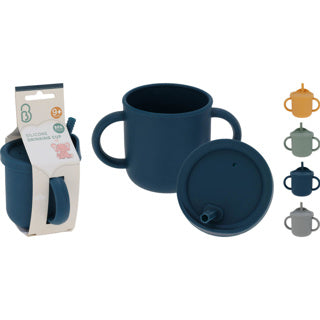Trinkbecher mit Griffen 250 ml 8,4 oz Silikon 5 sort. | 6 Stück