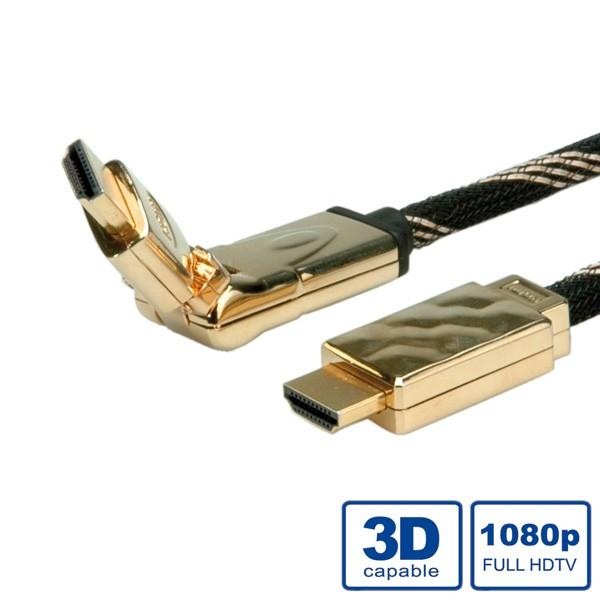 Adj adj adjbl11045507 Hochgeschwindigkeit HDMI -Kabel W -Ethernet, Gold plattiert, 3D -Schwenk, 2 m, schwarz