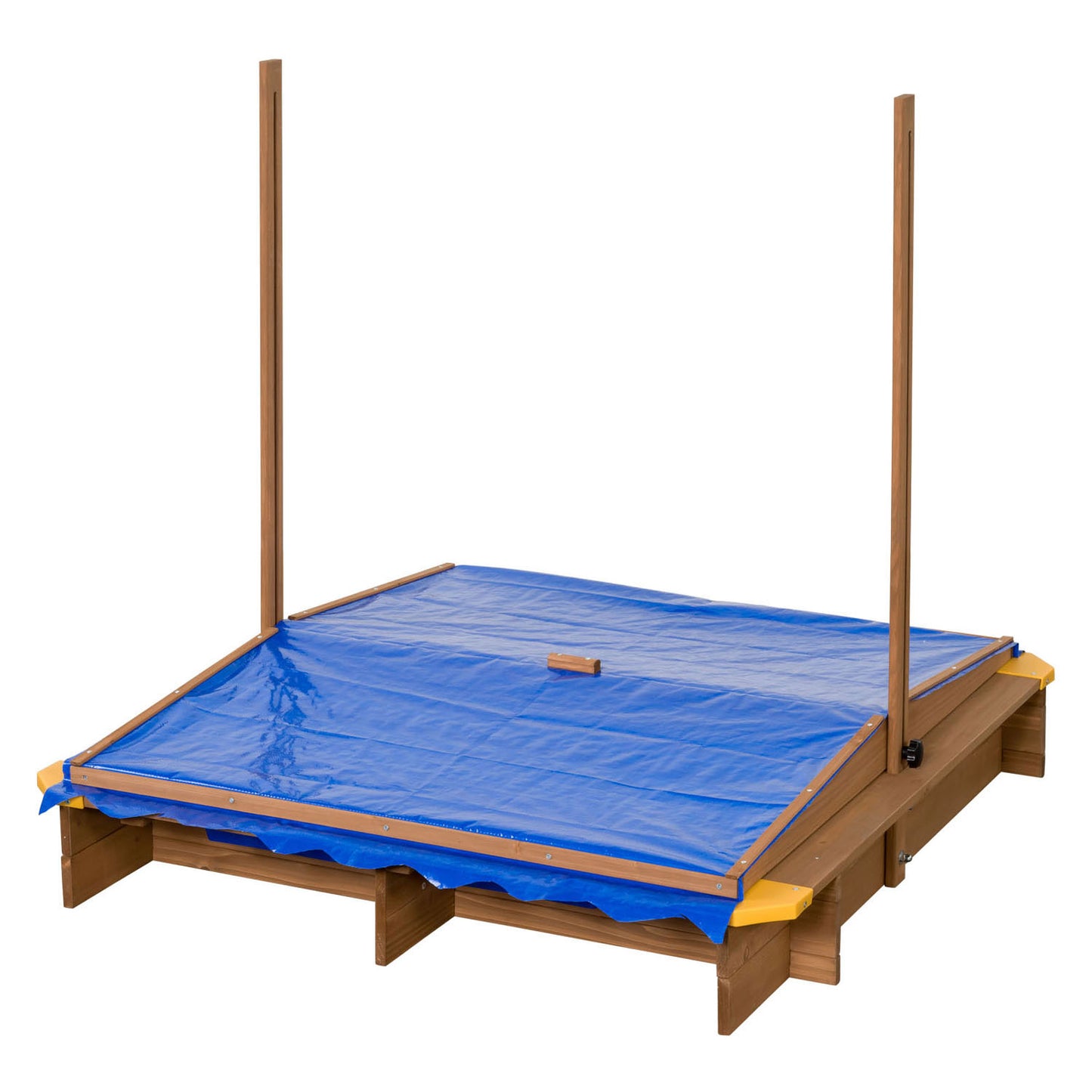 Swingking schwingende hölzerne Sandkasten mit Wasserschalen und Abdeckungen