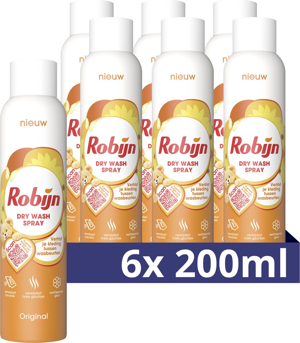 Robijn - Trockenwaschspray - Textilerfrischer - 6 Flaschen x 200 ml - Vorteilspack