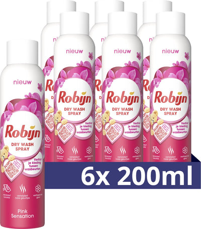 Robijn – Pink Sensation Trockenwaschspray – 6 Flaschen x 200 ml – Vorteilspack