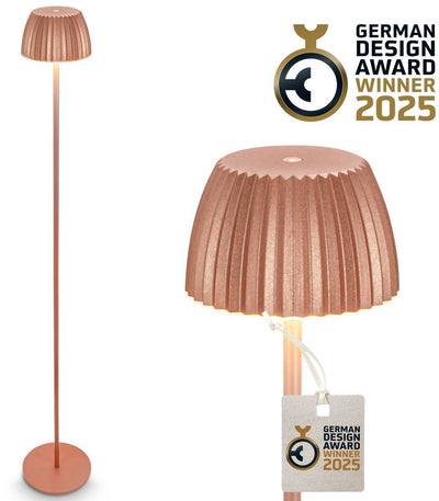 B.k.licht Briloner Champ – wiederaufladbare Stehleuchte – kabellose Stehleuchte – dimmbar – höhenverstellbar – für drinnen und draußen – kupferfarben – ø19 x 124 cm