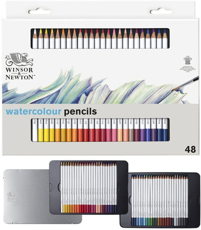 Winsor Newton 0490057 Studio Collection Aquarellstifte – Set mit 48 Aquarellstiften – Metallgehäuse