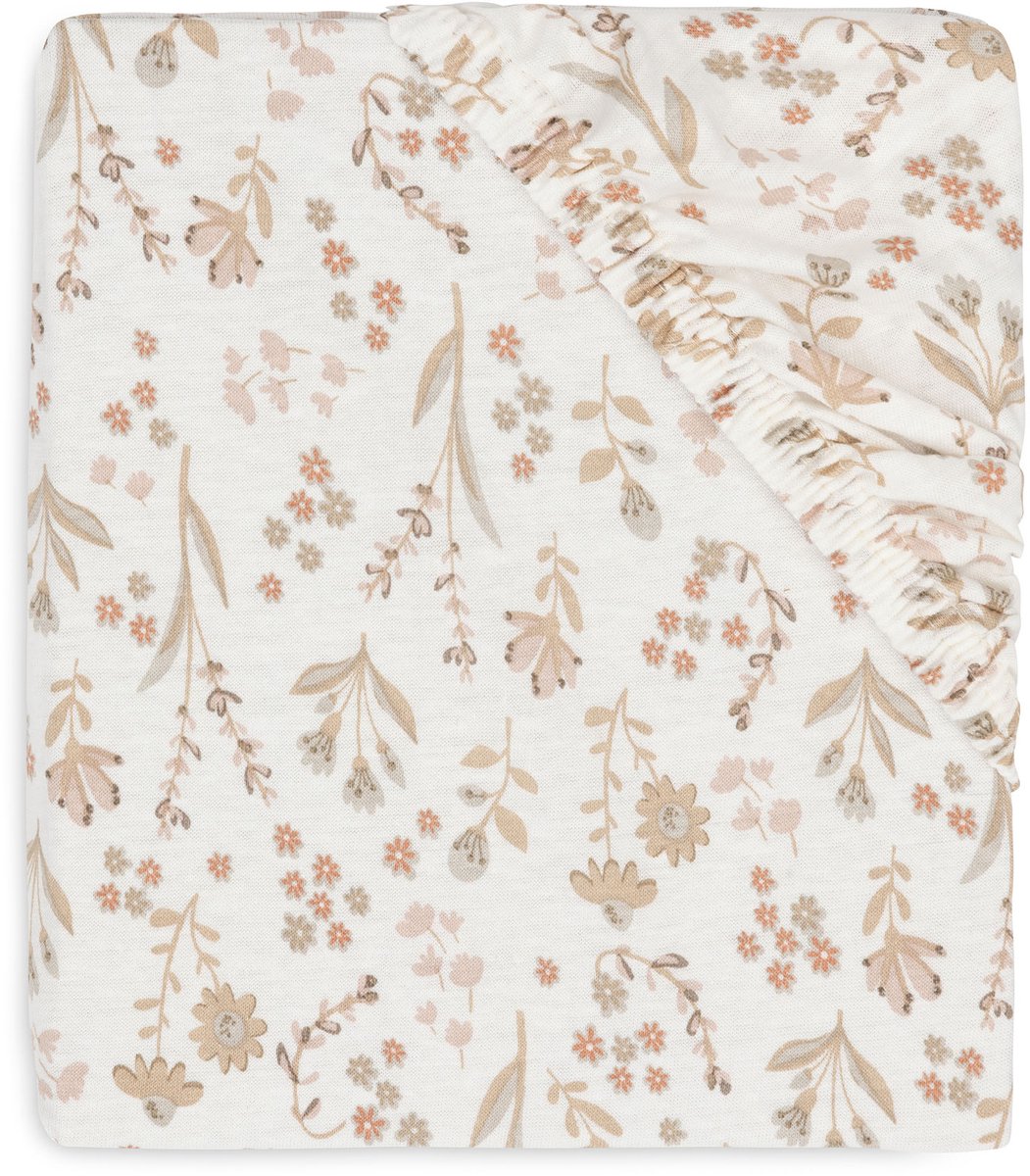 Jollein Baby - Spannbettlaken Jersey 70 75x140 150cm - Babybett - weiche Baumwolle - blumig