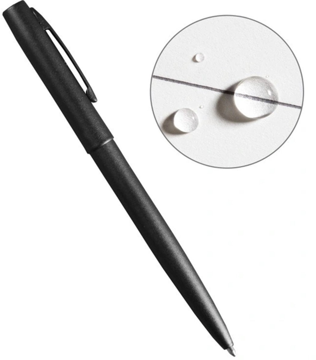 Rite in the Rain Clicker Allwetter-Metallstift schwarz – nachfüllbar – schreibt verkehrt herum!
