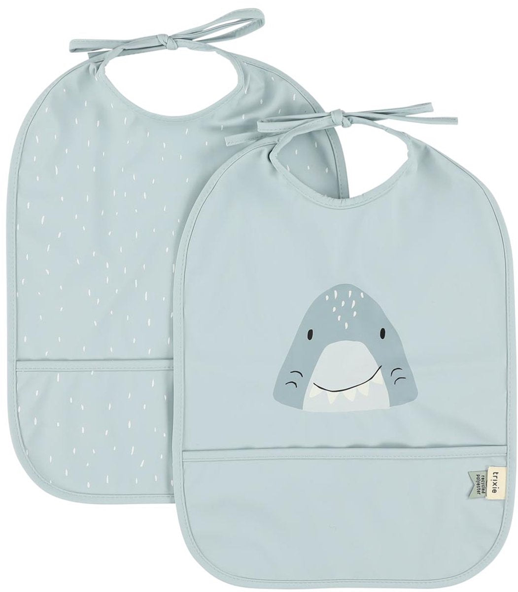 Trixie waschbares Lätzchen 2er-Pack mr. Shark - Lätzchen für Kinder - 100 % recyceltes Polyester - leicht zu reinigen