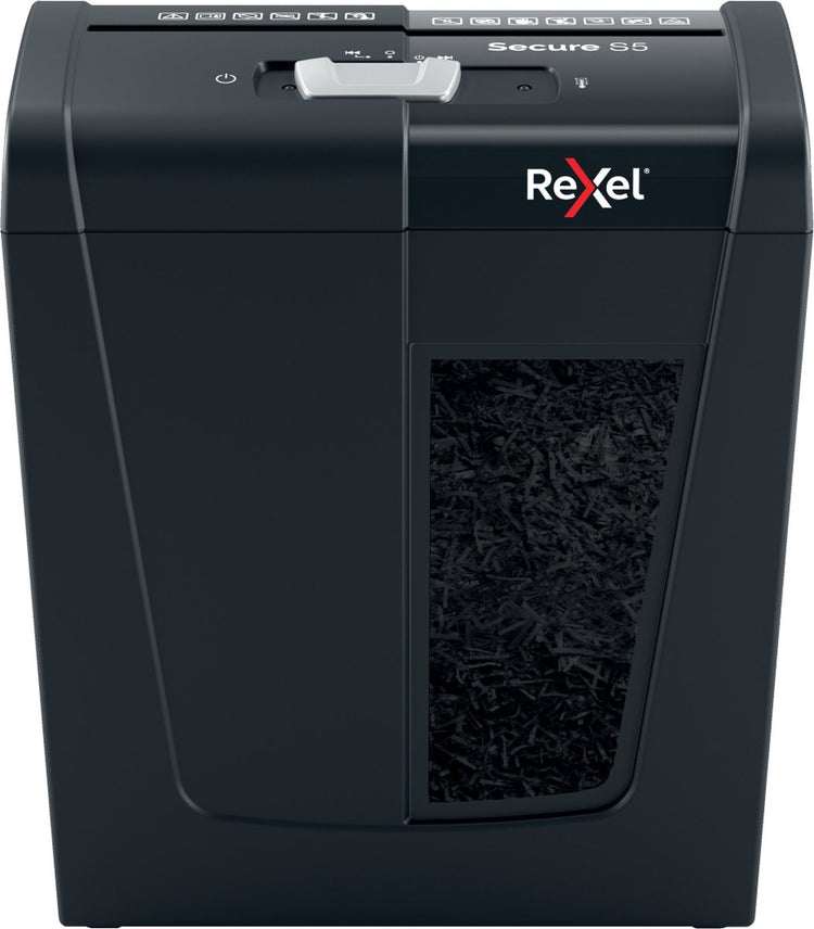 Rexel Secure S5 Silent-Aktenvernichter – P2-Streifen – bis zu 5 Blatt – 10 l – Schwarz