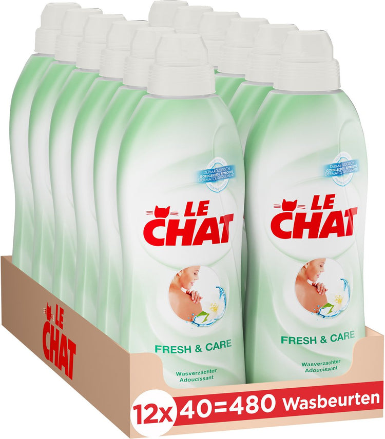 Le Chat Weichspüler – Frische Pflege – Empfindliche Haut – Weichheit und Komfort – Gegen Hautirritationen – Vorteilspack – 12 x 40 Wäschen