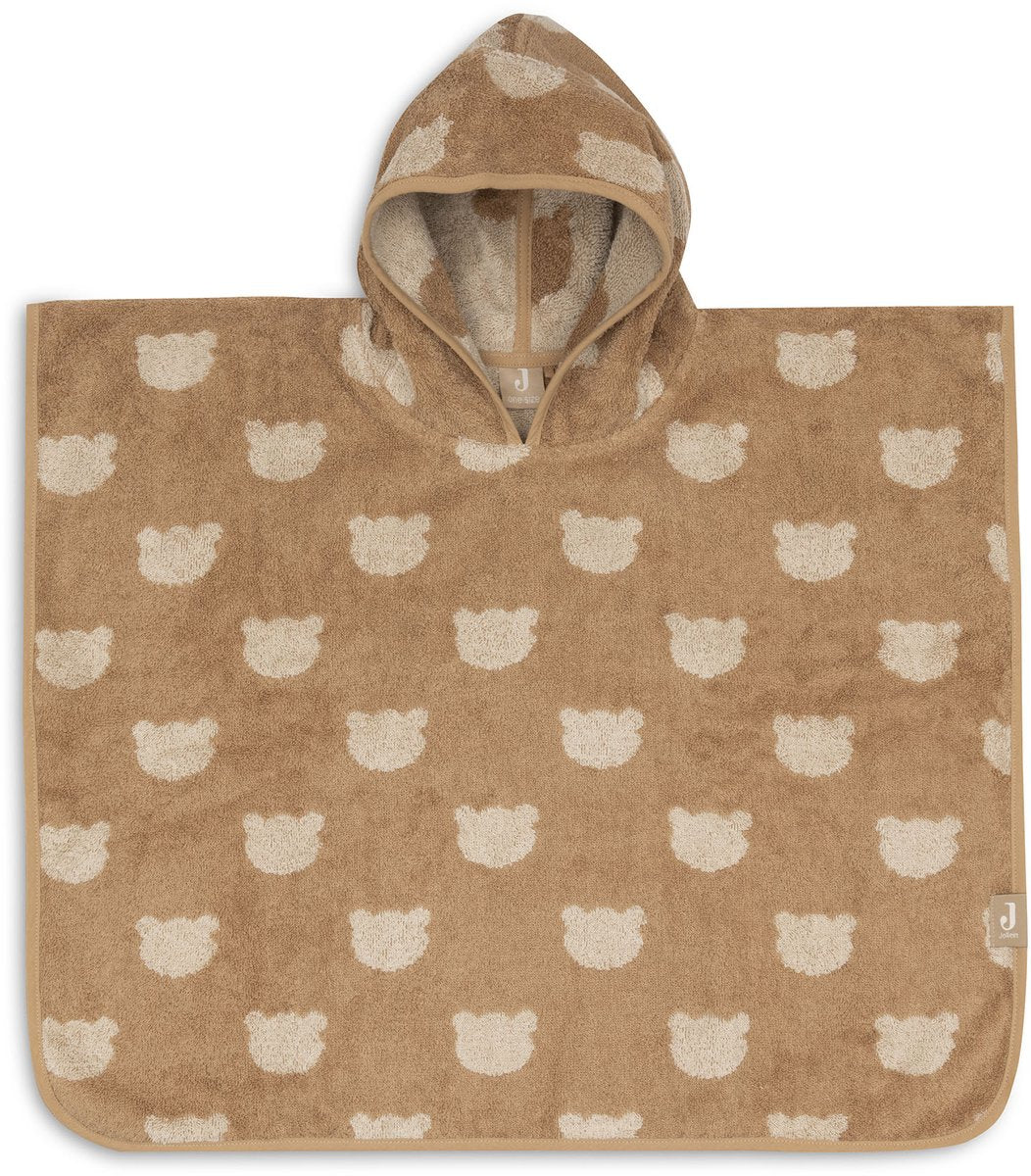 Jollein Badeponcho – 100 % Frottee – 1–2 Jahre – Jacquard – Teddybär reversibel