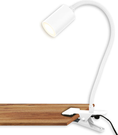 Briloner Fleks – Schreibtischleuchte – Klemmleuchte – neigbar klemmbar – Klemmstrahler mit warmweißem Licht – 3,5w – weiß – 40x10x6cm