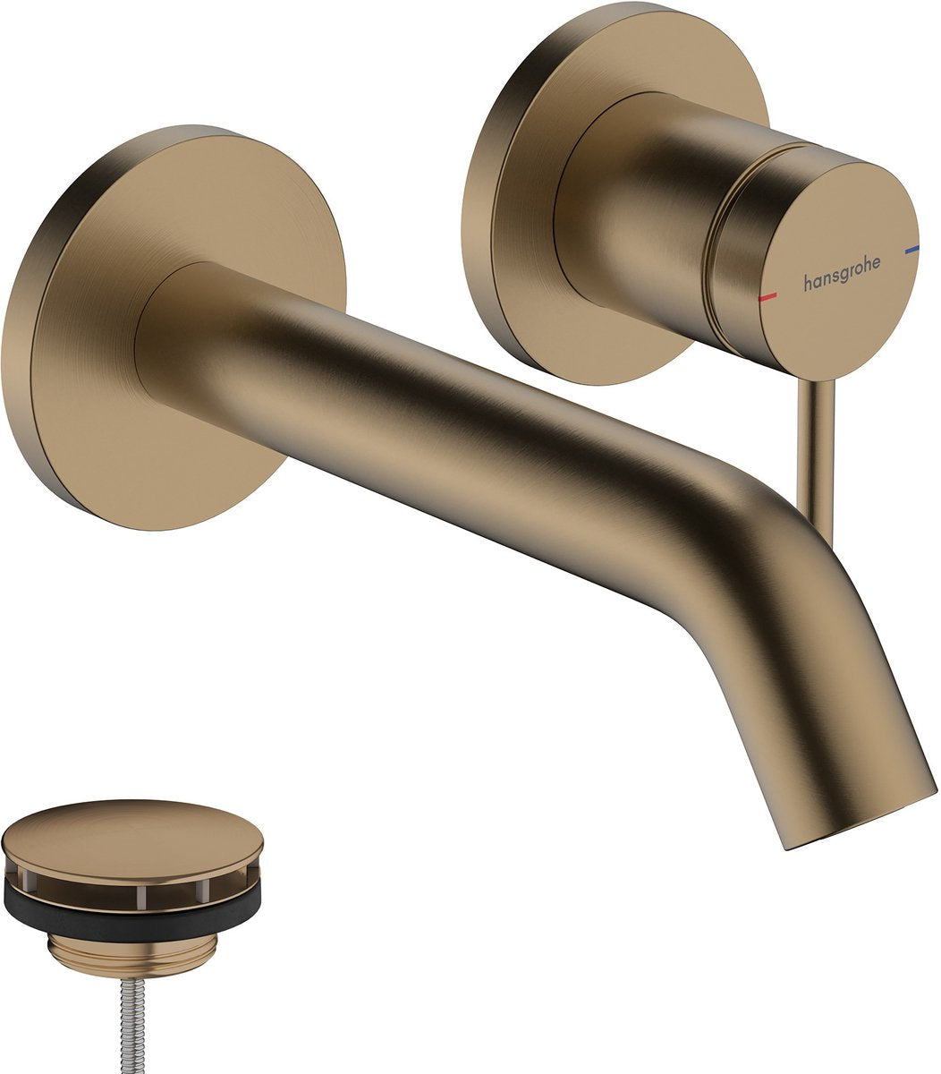 Hansgrohe tecturis s - Einbau-Waschtischarmatur - zur Wandmontage - Einhebelbedienung - 16,5 cm Auslauf - Bronze gebürstet