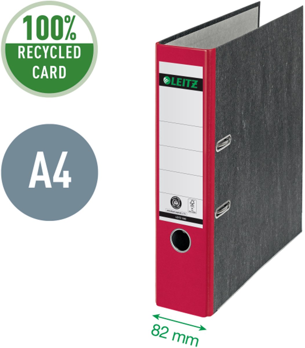 Leitz 180° Ordner Cloudy A4 – 80 mm – 100 % recycelt – Rot – 3 Stück