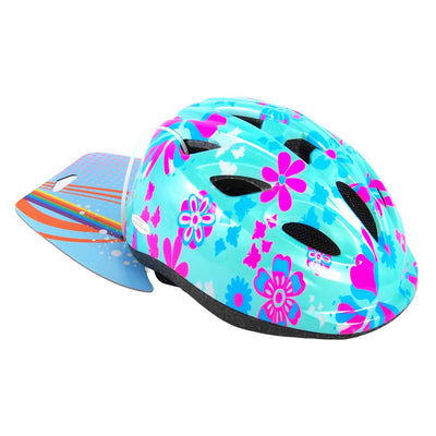 Volare Children's Bicycle Helm XS Blue Pink Blumen 47-51 cm extra kleines Modell