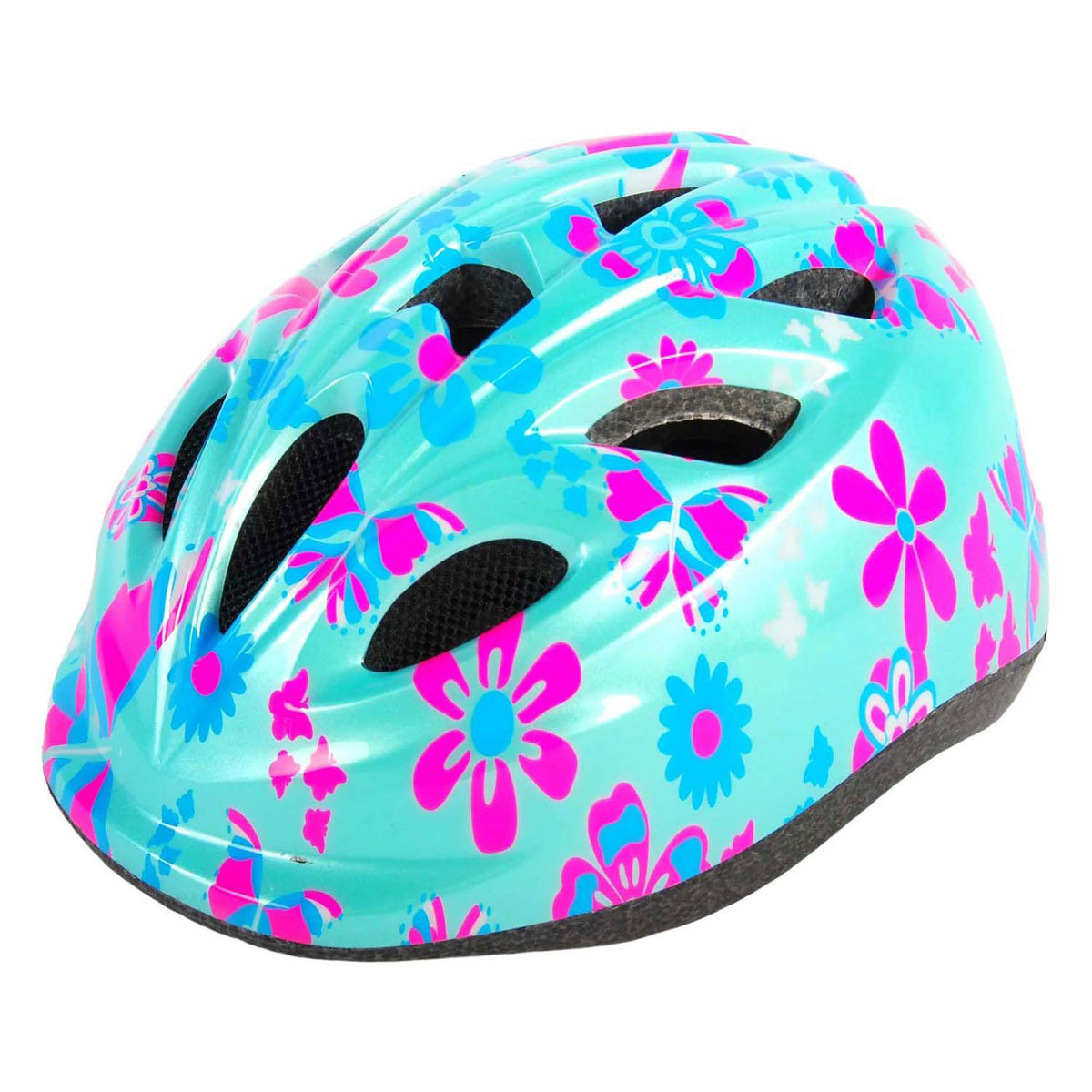 Volare Children's Bicycle Helm XS Blue Pink Blumen 47-51 cm extra kleines Modell