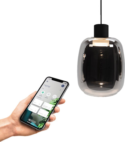 Eglo connect.z molochio-z smarte Hängelampe – LED – ø 12,5 cm – schwarzes Rauchglas – einstellbares RGB-Weißlicht – dimmbar – Zigbee