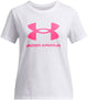 Under Armour UA Big Logo SS Unisex-Sportshirt – Weiß – Pink