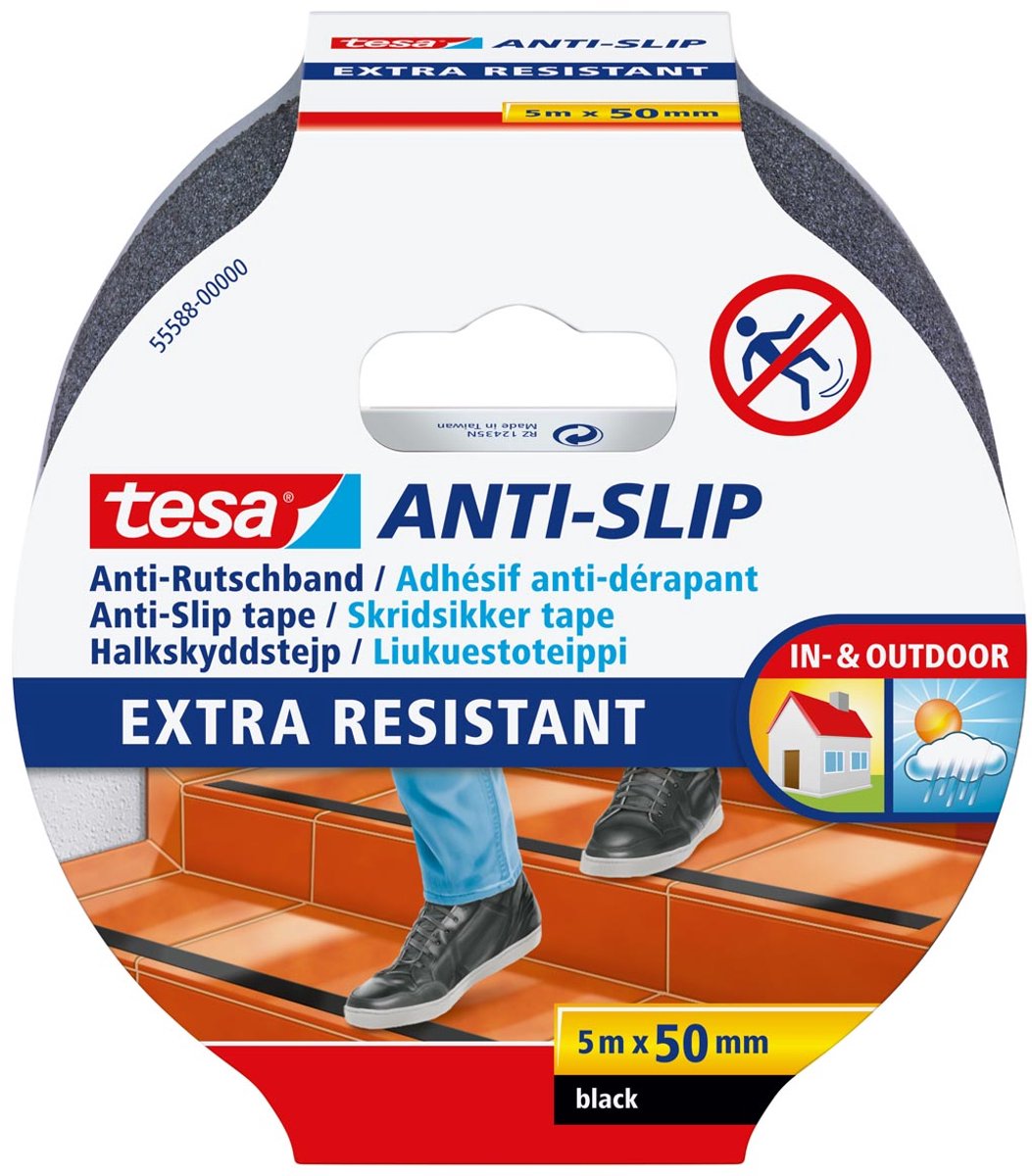 Tesa 1057377 - Antirutsch schwarz 5m 50mm | 6 Stück