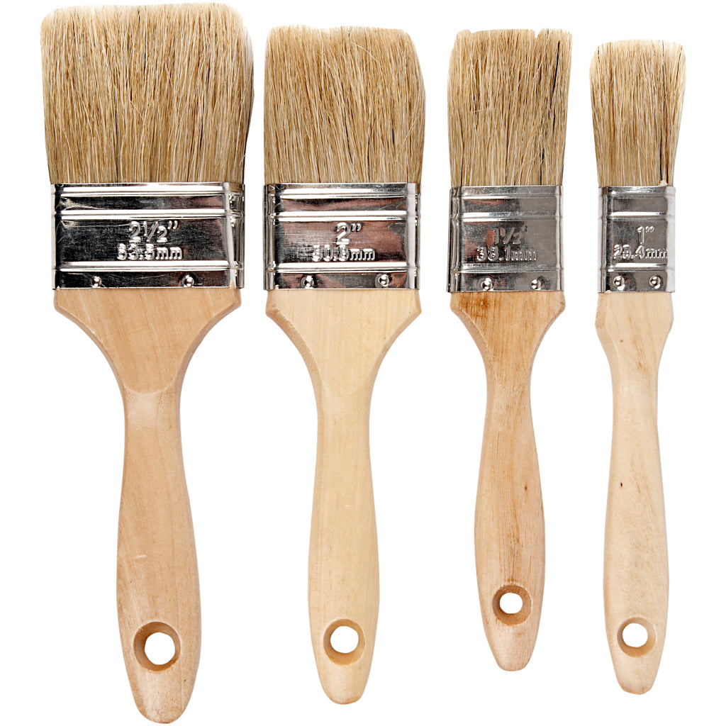 Creativ Company Lackpinsel, L: 19,5-21 cm, B: 25-63 mm, flach, 4 Stück 1 Box