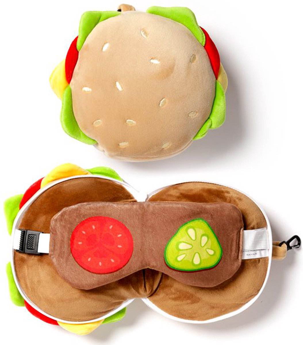 Relaxazzz Hamburger um die Schlafmaske aus der Plüsch -Reisekissen